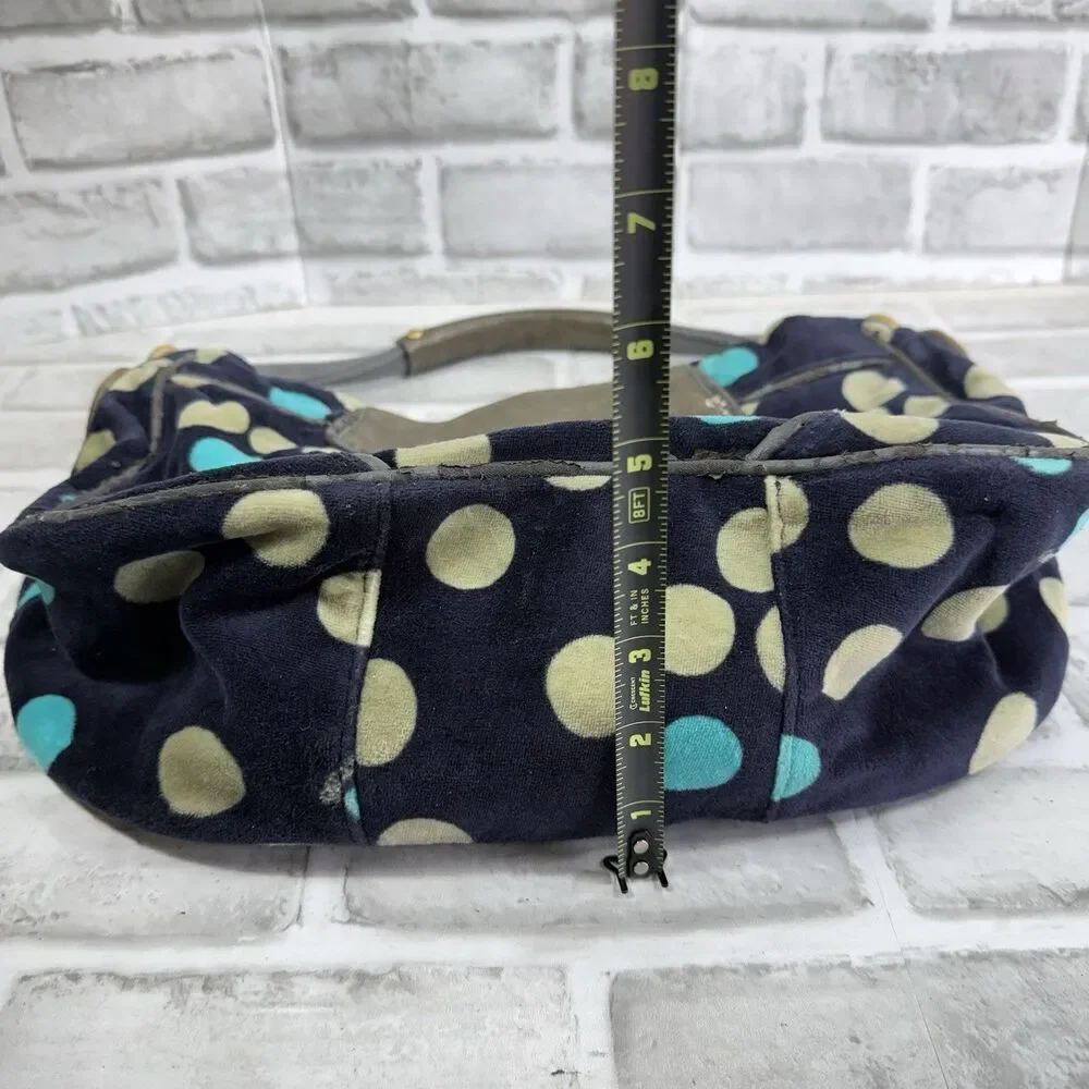 Vintage Juicy Couture Y2K Handbag Green Velour Poka Dot Shoulder Bag Purse